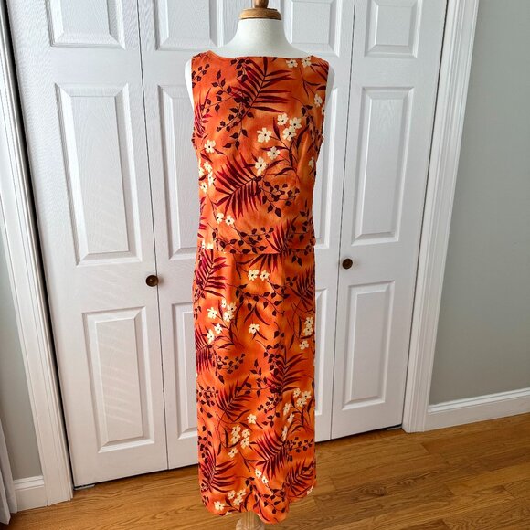 Coldwater Creek Orange Floral Hawaiian Print Maxi Dress - Picture 2 of 14
